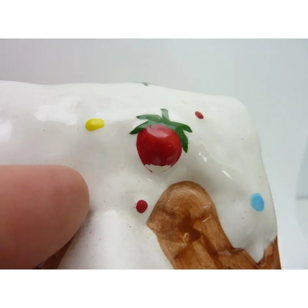 Vintage Gingerbread House Christmas Cookie Jar Ceramic Box with Lid